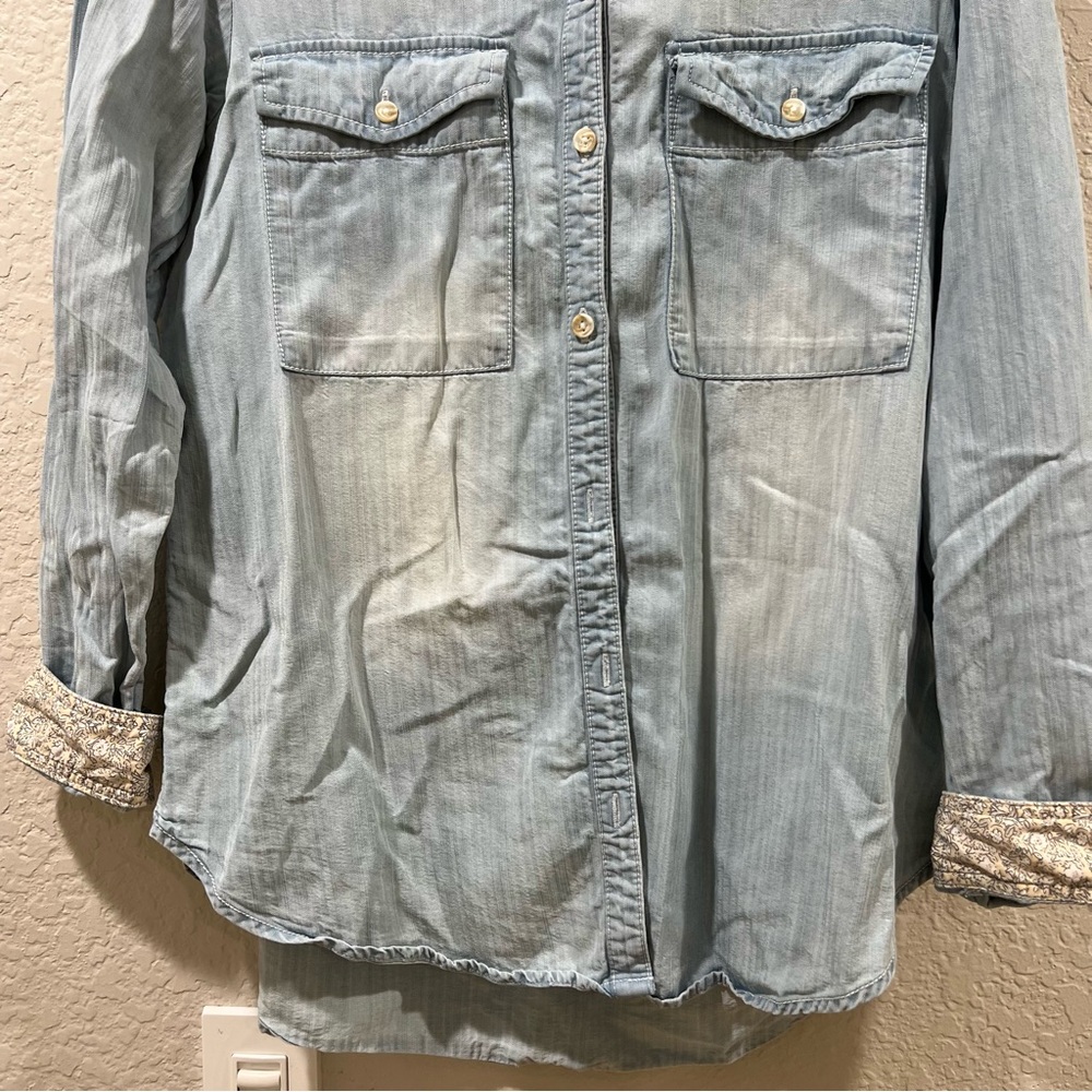 Anthropologie Pilcro The Cate Classic Chambray Button Front Shirt Size small ASO - Picture 9 of 10